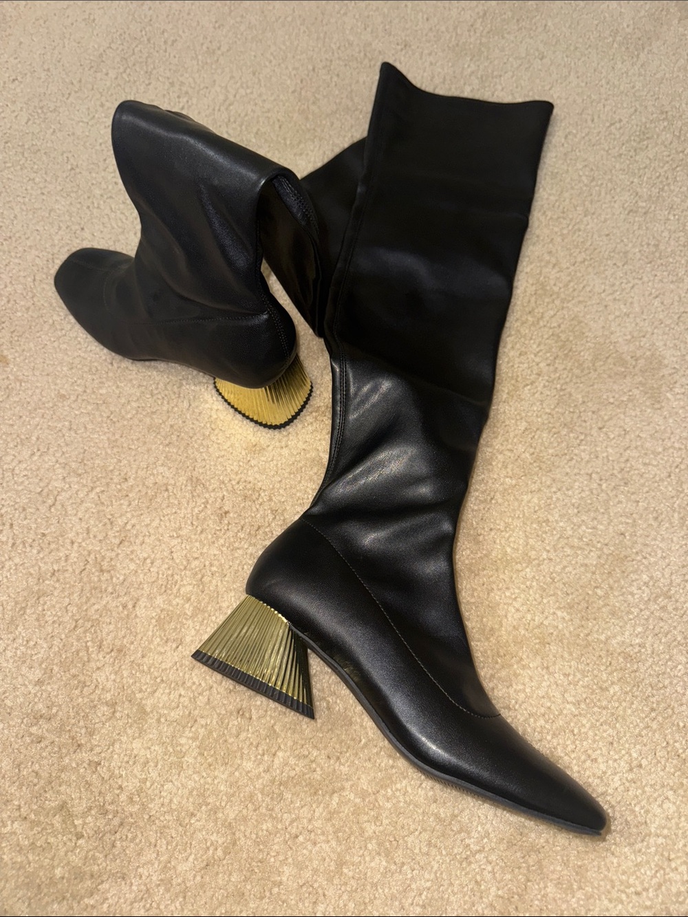 Katy Perry NWOT -over the-Knee Boots with Gold Ribbed Block Heel